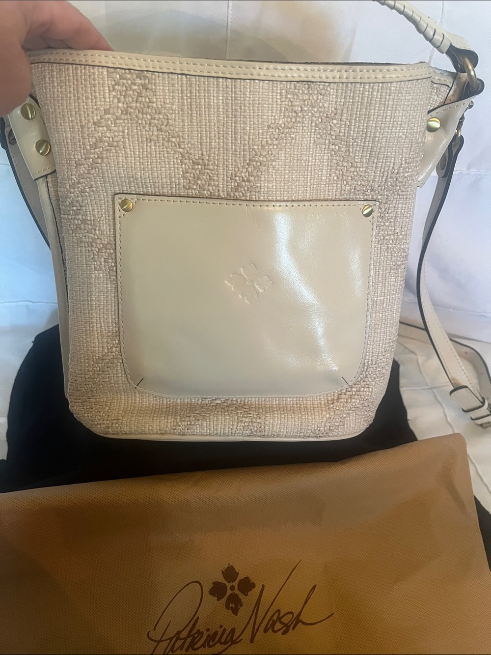 Patricia Nash Cream Tassel Bucket Bag - Picture 8 of 13